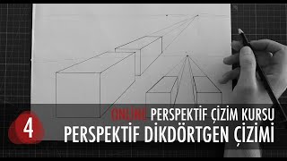 Tek Kaçışlı Perspektif Dikdörtgen Çizimi - Perspektif Kursu - #Ç0019