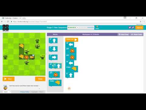 Code.org: Course 1 - Stage 7: Bee Sequence - YouTube