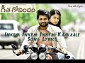 Inkem Inkem Inkem Kaavaale | Sing with Lyrics | Geetha Govindam Telugu | Vijay Devarakonda Inkem Inkem Inkem Kaavaale | Sing with Lyrics | Geetha Govindam Telugu | Vijay Devarakonda