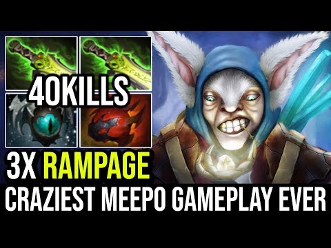 Probably the Craziest Meepo Gameplay You've Ever Seen 40KIlls 3x RAMPAGE By Top Rank Wisper Dota 2