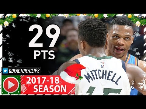 Donovan Mitchell Full Highlights vs Thunder (2017.12.23) - 29 Pts