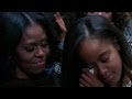 Malia Obama tears up during dad's speech