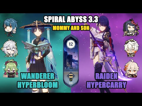 C1 Wanderer Hyperbloom and C3 Raiden Hypercarry | Genshin Impact Abyss 3.3 - Floor 12 9 Stars