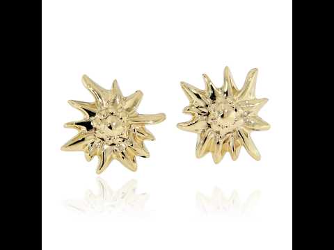 Cercei Aur Galben 14K Model Floare de Colt