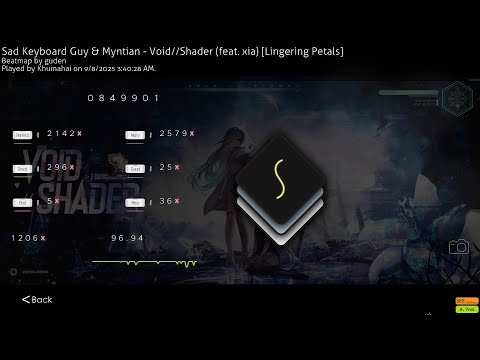 4k Mania | Sad Keyboard Guy & Myntian - void//shader(feat.xia) [Lingering Petals - Guden] | 96.94%