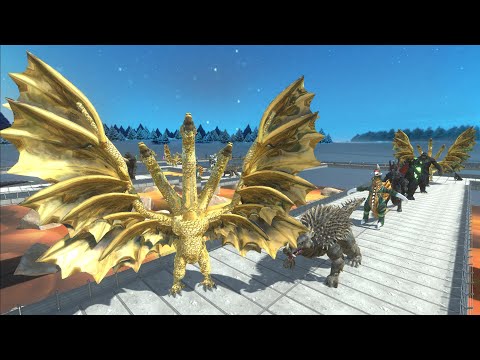 GHIDORAH VS AVENGERS & ALL GODZILLA LAVA DEATH RUN - Animal Revolt Battle Simulator