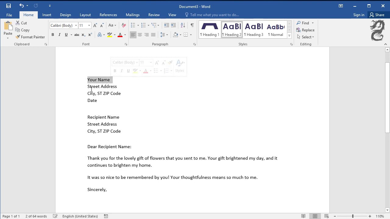 How to Create a Thank You Letter in Word