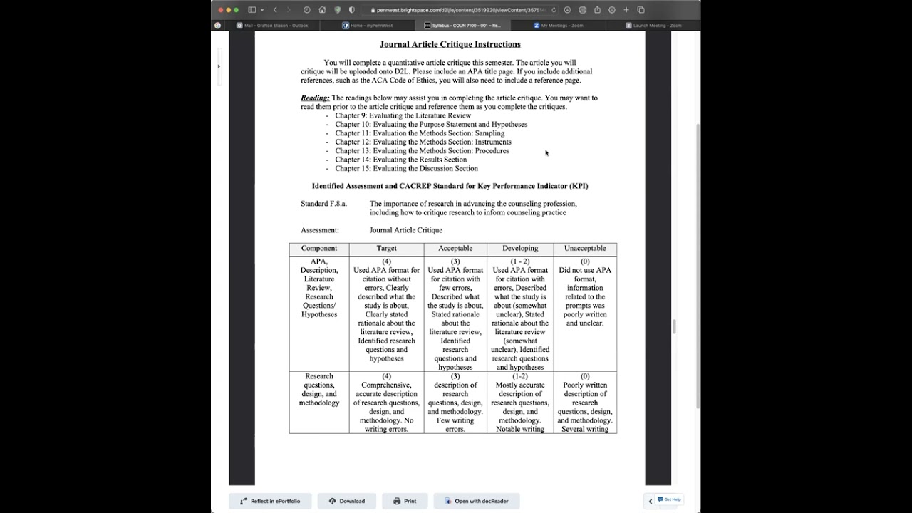Research - Instructions for Article Critique Assignment