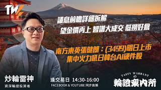 議息前瞻詳細拆解 望金價再上 智譜大成交 低撈好倉 南方東英張健朗：(3499)明日上市 集中火力吼日韓台AI硬件股 ｜雷神 Wingyu｜Tasty Warrants 2026-09-16