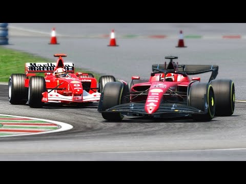 Ferrari F1 2022 F1-75 vs Ferrari F1 2002 at Fiorano Speed Day