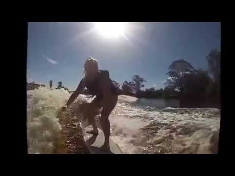 Jessie Andrews wakesurfing