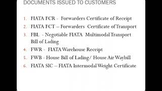 S7ss1 FIATA Documents and Forms. Part 1
