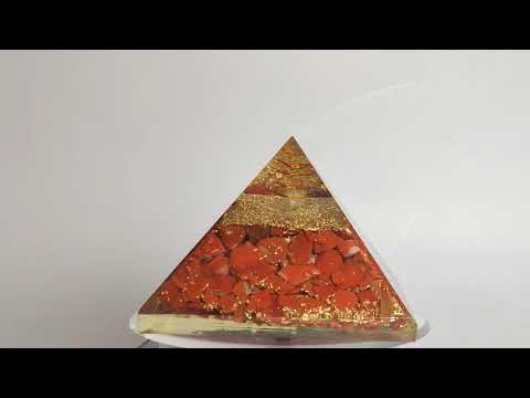 Stone red jasper orgonite pyramid, for healing