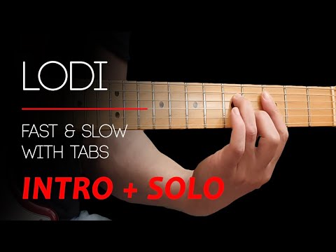 LODI - Guitar intro + solo lesson with tabs (fast & slow) - CCR