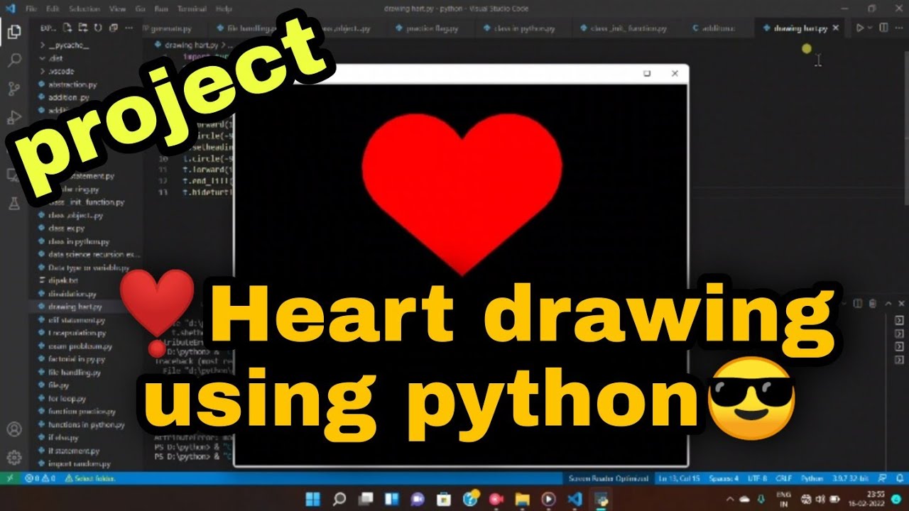 ❤️Python Turtle Graphics -  Drawing Heart Shape❤️ | ❤️Python Turtle - Love Heart Tutorial❤️.