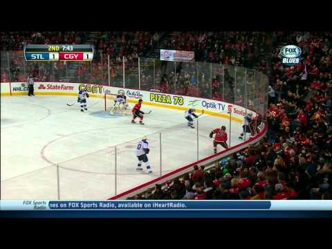 Jiri Hudler wrist shot PPG 1-1 St. Louis Blues vs Calgary Flames 12/23/13 NHL Hockey