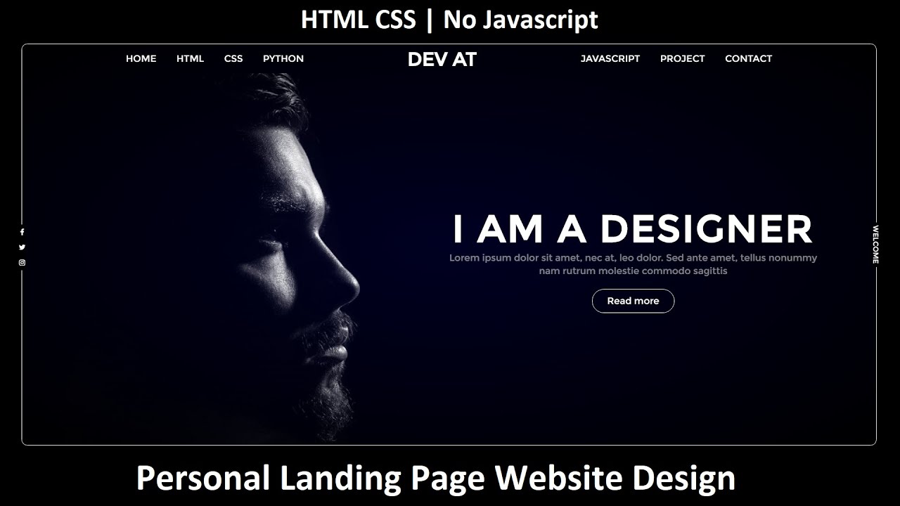 Personal Landing Page Website Design | HTML CSS | No Javascript