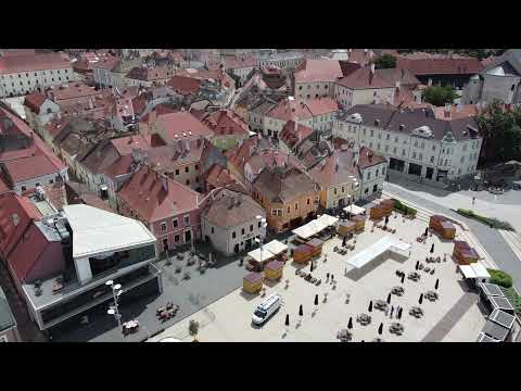 Győr, Hungary, Old Town (aerial drone)