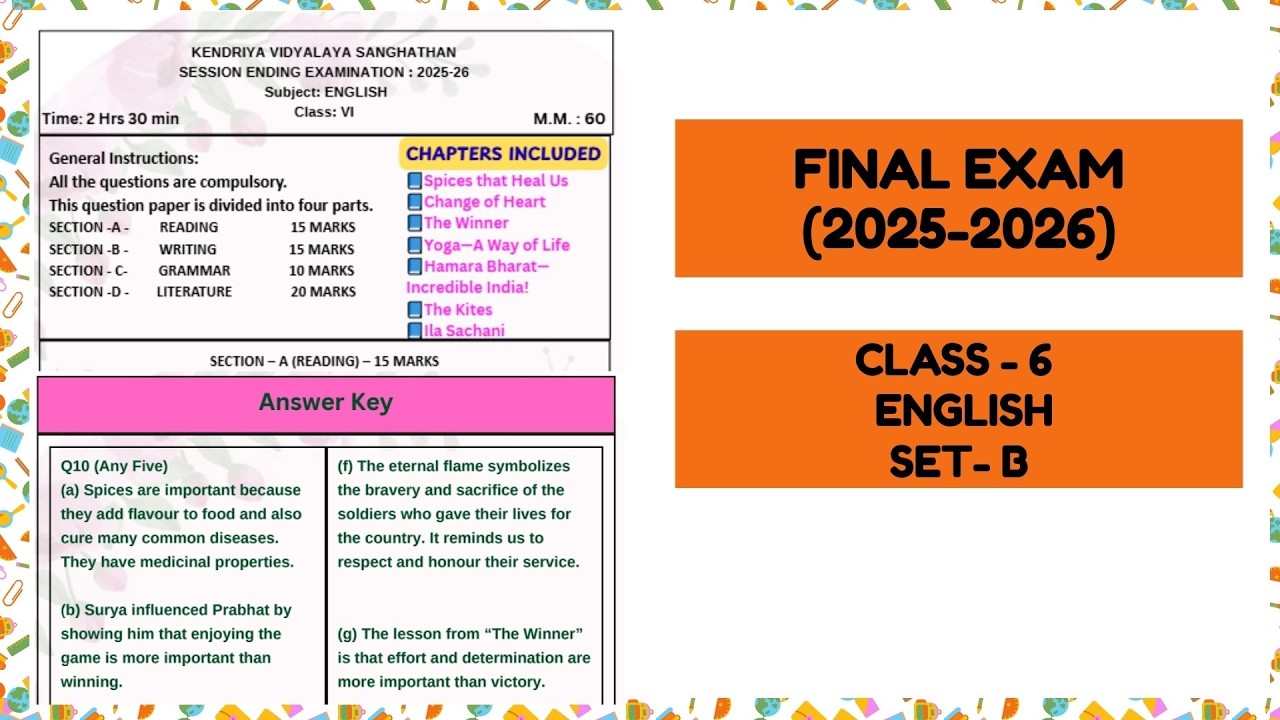 Class 6 English Final Exam Sample Paper Set B | Full Syllabus | Most Important Questions 2026