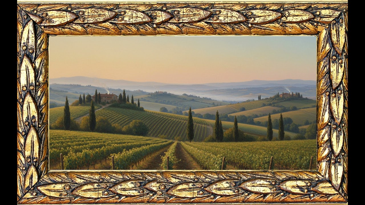 4K Relaxing Tuscan Vista: August Wilhelm Leu Style Frame TV Art (Sunrise to Sunset)