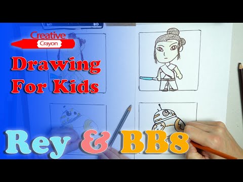 How to draw Rey and BB8 from Star Wars. Drawing...