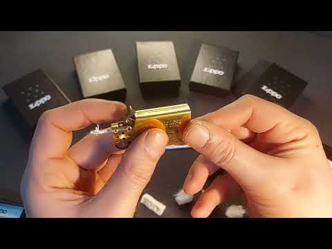 Zippo - Slim Solid Brass 2008 - How to re-wick/arrange cotton - first time use of new Zippo lighter