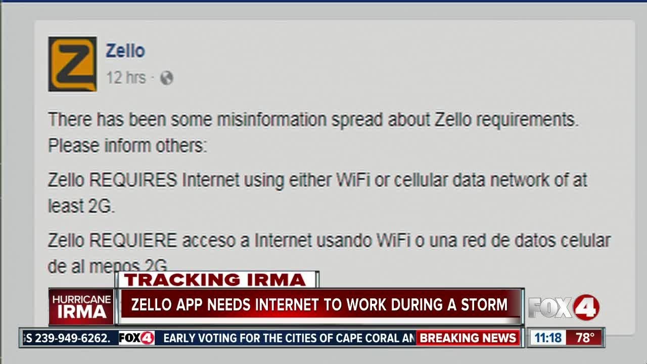 Zello app does not work without cell coverage
