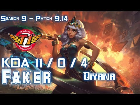 SKT T1 Faker QIYANA vs TWISTED FATE Mid - Patch 9.14 KR Ranked