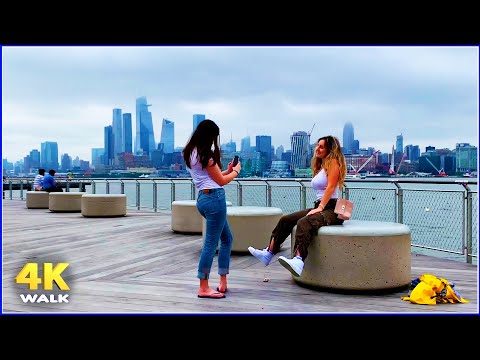 【4K】WALK Hoboken NJ waterfront walking tour NEW YORK Skyline USA 4k