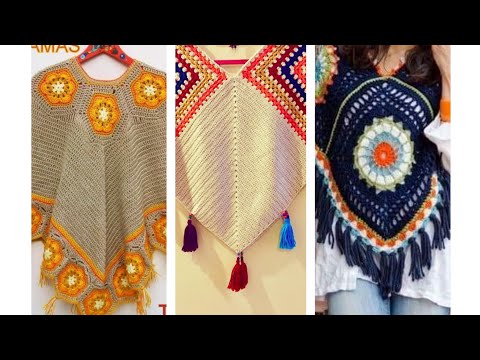 Daily Wear Hand Embroidery Crochet Poncho Design And Stylish Ideas For Women 👍🏻