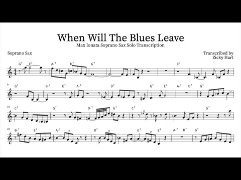 Max Ionata Soprano Sax Solo Transcription - "When Will The Blues Leave" (Live)