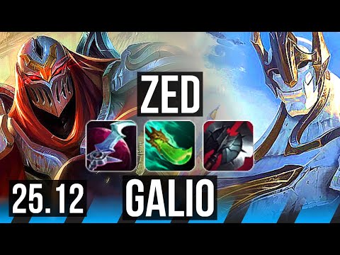 ZED vs GALIO (MID) | 7 solo kills, 49k DMG, 14/4/19, 500+ games, Dominating | EUW Master | 25.12