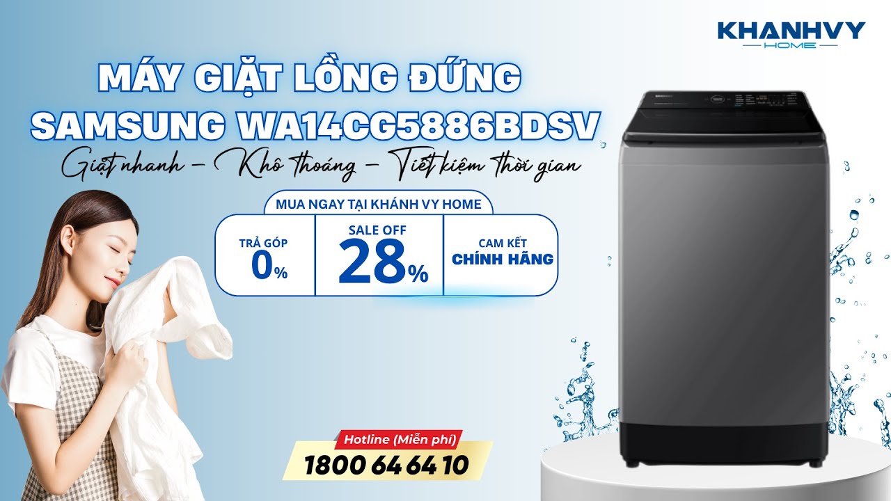 Máy giặt lồng đứng Samsung WA14CG5886BDSV