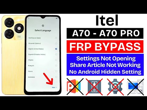 Itel A70 | A70 Pro Google/Frp Bypass Without Pc 2025 Setting Not Opening - No Android Hidden Setting