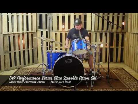 DW Performance Blue Sparkle Drum Set - 24, 13, 18