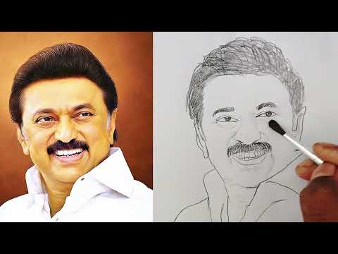 How to Draw DMK stalin | DMK stalin drawing easy