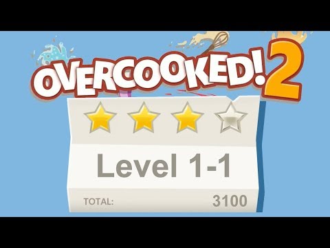 Overcooked 2. Level 1-1. 4 stars. 2 player Co-op