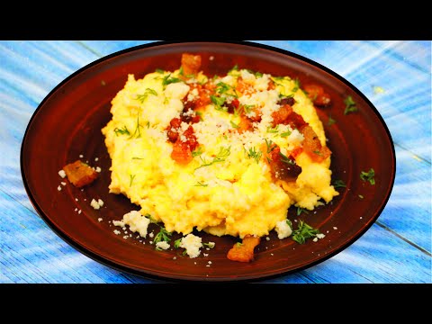 Ukrainian recipe for cooking corn porridge with sheep cheese | Tasty and easy dinner at home