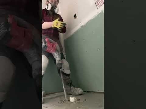Jackhammering Concrete For Floor Drain,Safety First! #womeninconstruction #workingmoms #tradeswoman