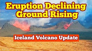 Iceland Volcano Update: Eruption Decline, Svartsengi Ground Rising,Land Uplift,Thickening Lava Field
