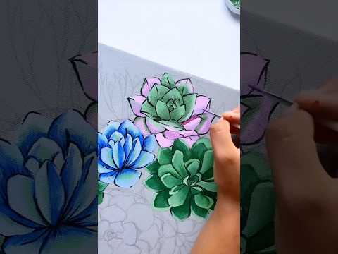 Succulent Painting by Artist Prasun Balasubramaniam using SKYHawk Canvas for Acrylic Painting. #art