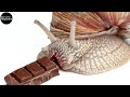 Snail eating Chocolate in Extreme Macro