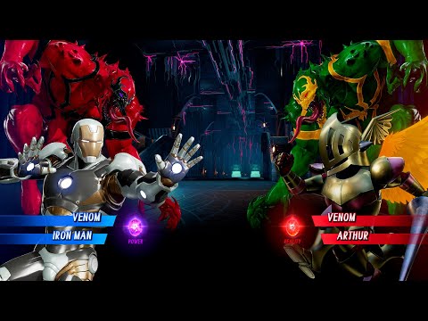 RED VENOM & WHITE IRON MAN VS GREEN VENOM & YELLOW ARTHUR - Marvel vs Capcom Infinite All Costumes