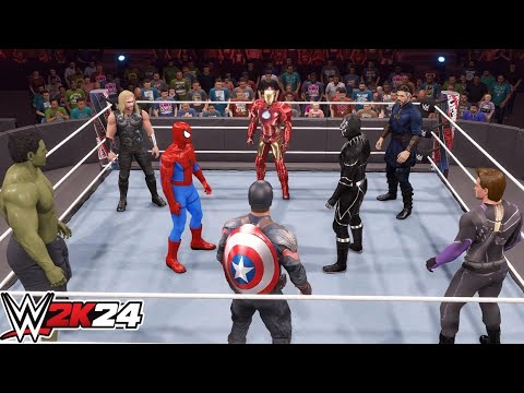I PUT All Avengers in Battle Royale Match - WWE 2K24 PS5 FT SPIDERMAN