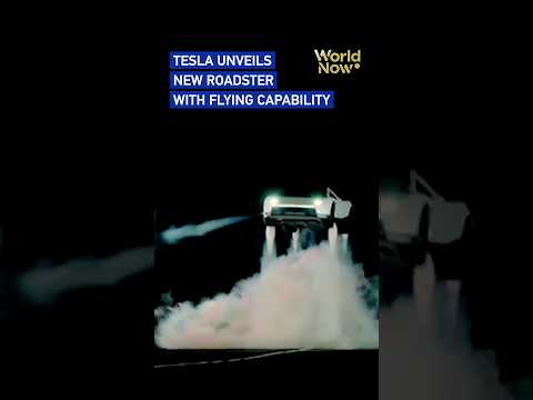 Tesla unveils new Roadster with flying capability #worldnow