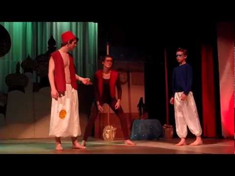 Aladdin rubs the lamp & Genie appears...