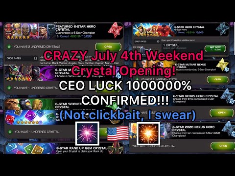 MY BEST OPENING EVER!!! 4th of July Weekend Crystal Opening! 14x 6 Stars! Marvel Contest Champions