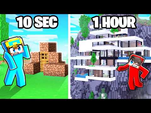 10 Seconds vs 1 Hour MODERN MOUNTAIN HOUSE Build Challenge!