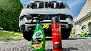 Which product removes Bugs & Tar the best?