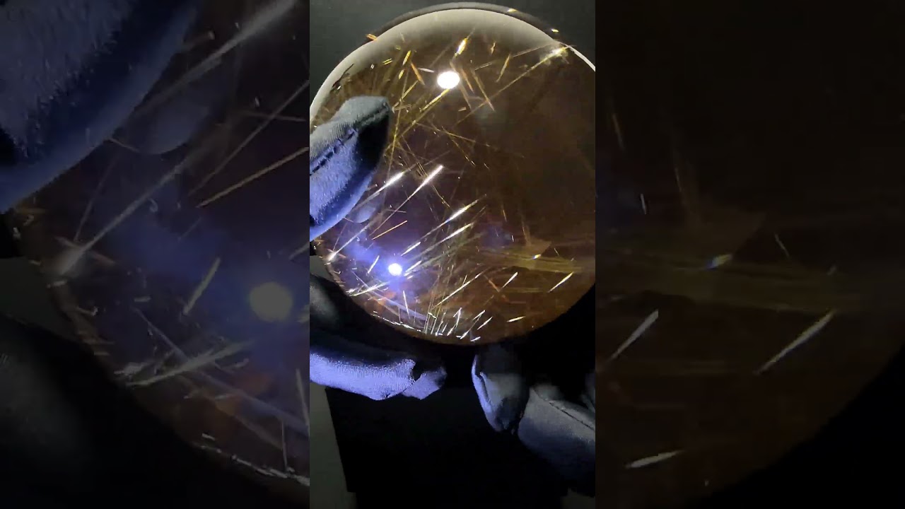 [超希少大玉！トップクォリティ]ブラジル産ゴールドルチルクォーツ丸玉/スフィア（球体球体直径112mm）★現品動画あり-slide-youtube